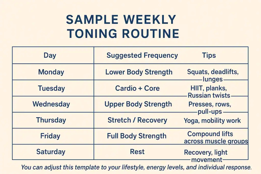 Achieving the Perfect Tone: How Often Should You Exercise for Results? 4 Weekly exercise Nantwich plan graphic