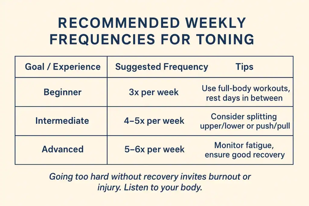 Achieving the Perfect Tone: How Often Should You Exercise for Results? 2 Graphic to show how often you should do exercise to help with toning Nantwich