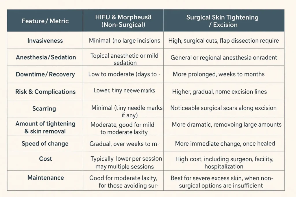 The Science of Skin Tightening 2 Table of skin tightening Nantwich benefits compared to surgical options